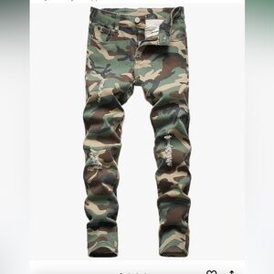 Boys Skinny Camo Distressed Jeans